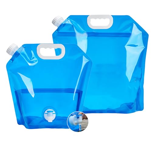 Zoyrin 2 pack Collapsible Water Container 5L +10L Combo BPA-Free Foldable Water Bag with Tap & Leakproof Design for Camping Hiking Travel BBQ
