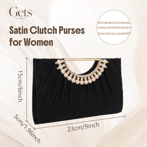 Image of Gets Clutch Purses for Women PU Leather Evening Handbag for Formal Wedding Party Clutches Small Crossbody Bag with Chain