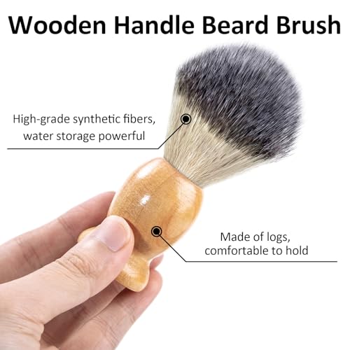 Bassion Shaving Brush for Men, Wet Shave Using Cream & Soap, Wood Handle Hair Salon Brush for Safety Shaving Razor, Straight Razor, Father's Day for Dad Boyfriend (Brown) - Image 3