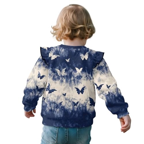 Xhuibop Toddler Clothes for Girls Crewneck Sweatshirt Ruffle Sleeve Design Casual Shirts for Age 1-8 Years2