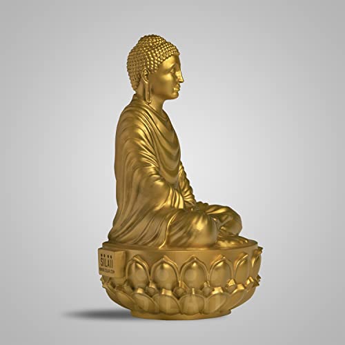 Image of SILAII Gautama Buddha Statue for Home Decor - 9 Inch | Gold Buddha Showpiece for Home & Office | Spiritual Buddha Idols for Home Decor