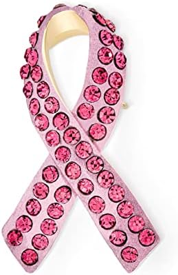 Pink Ribbon Breast Cancer Survivor Pink Crystal Brooch Pin For Women Silver Plated