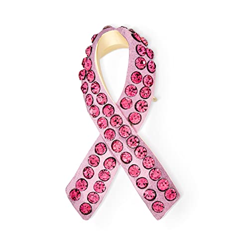 Image of Bling Jewelry Cancer Awareness Ribbon Brooch Pin - Silver Blue Pink Purple Crystal Enamel - Symbol of Support and Survival - Silver Gold Plated Accent - Thoughtful Jewelry for Women