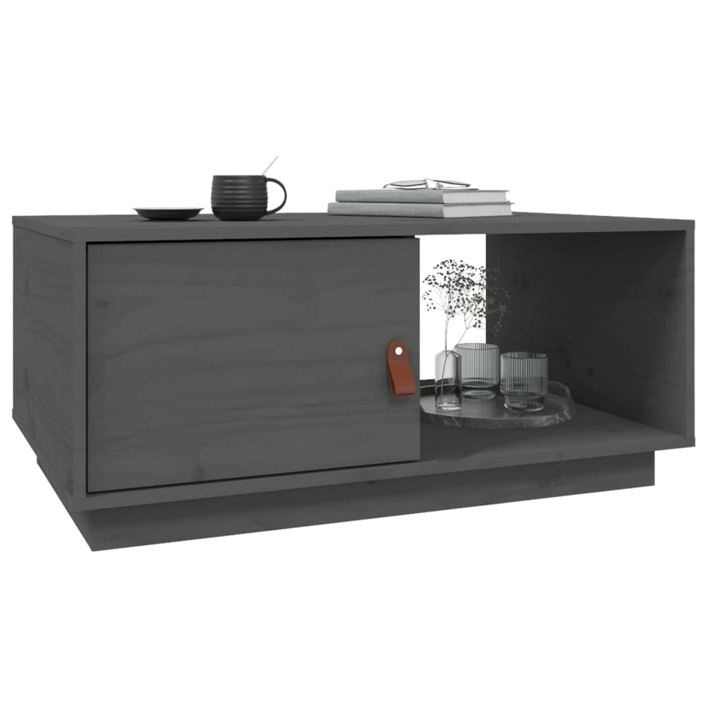 Stolik kawowy, szary, 80 x 50 x 35,5 cm, lite drewno sosnowe, stolik do sofy, stolik pomocniczy, stolik kawowy do kawy i laptopa, do salonu, na łóżko do sypialni