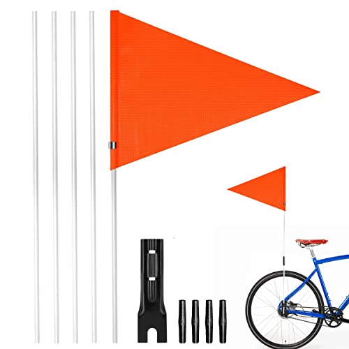 Fahrradfahne,150cm, Fahrrad Wimpel, Fahrrad leuchtend orange Wimpel, Fahrradwimpel, Sicherheitswimpel Für Kinderfahrrad, Geeignet Für Fahrrad, Gokart Roller, Mtb Set Warnflagge.(leuchtend orange) Cover