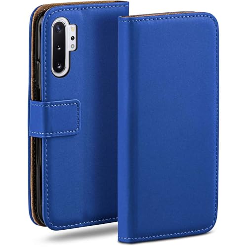 Funda para Samsung Note10 Plus moex con tapa libro en cuero vegano azul real