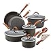 Rachael Ray 87635 Cucina Dishwasher Safe Hard Anodized Nonstick Cookware Pots and Pans Set, 12 Piece, Gray with Orange Handles