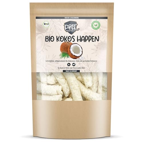 Pets Protect Bio-KOKOSHAPPEN 300 g | Natürliche Leckerlis für Hund & Pferd | Beste Bio-Qualität | Hunde-Snacks getreidefrei & ohne künstliche Zusätze | Leckerli vegan | Deutsche Herstellung