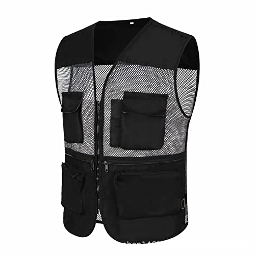 Generic Denim Vest Men Multi Cargo Jeans Fishing Vest for Women Warm Fishing Gear Deal Of The Day Clearance Bubble Vest Day Prime Deals Today 2024 Xs Dog Life Jacket Outfit Men, X-Large, C-black