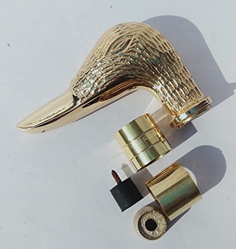 Zubaida Nauticals Antique Embossed Designer Solid Brass Duck Head Handle for Walking Stick Canes Shaft, 3.7 inch