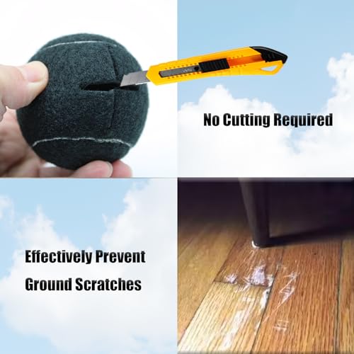 Image of SHYUJAJIE 4 PCS Precut Walker Tennis Balls for Furniture Legs and Floor Protection, Heavy Duty Long Lasting Felt Pad Glide Coverings for Chair (Black)