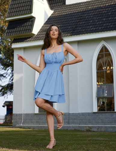Image of Scarlet Darkness Corset Mini Dress for Women Teens 2026 Summer Ruffle Sundress Graduation Homecoming Dresses