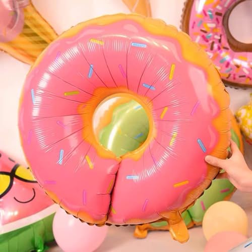 Image of 4 Pcs Sweet Donut Balloons, Ice Cream Foil Balloons, Candy Birthday Party Decorations Girls Kids Birthday Baby Shower,Birthday Balloons, Donut theme birthday decorations | ARV ZONE (Icecream 1st)