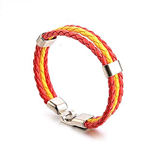 Topdo 1pcs Cadena Pulsera de la Bandera España Memorial de la Copa del Mundo Pulsera de Tejido de Pareja