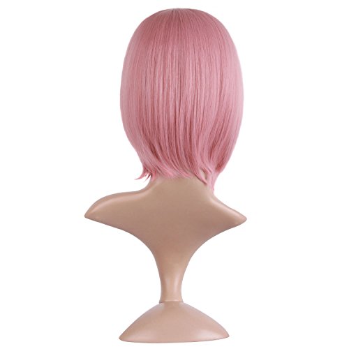 MapofBeauty 12 Inch/30cm Fashion Lady Short Straight Flat Bangs Bob Wig (Rouge Pink)
