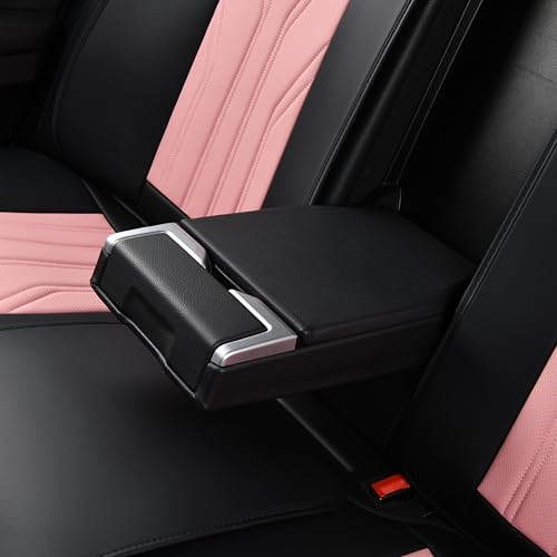 Image of FLORICH Automotive Front Seat Covers for Cars, Waterproof Pink & Black Seat Covers, Leather Car Seat Covers 2 Pack, Universal Seat Protector for Most Cars Trucks SUV