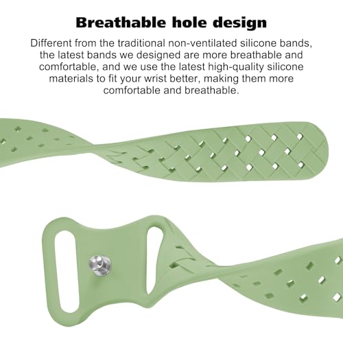 Image of Silicone Braided Weave Bands Compatible with Apple Watch 38mm 40mm 41mm 42mm 44mm 46mm 45mm 49mm, Replacement Sport Breathable Strap for iWatch Series 10 /9 /8 /7 /6 /5 /4 /3 /2 /1 Ultra SE Women Men, Matcha