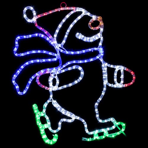 Brilliant Brand - LED Christmas Rope Light Snowman Skating Holiday Motif - 27.5 Inch - Multi-Color - Lighted Silhouette - Motif - Indoor/Outdoor Use