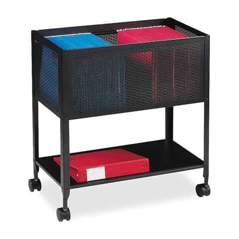 Lorell Mesh Rolling File, 12-1/2 by 25 by 28-1/4-Inch, Black Cover