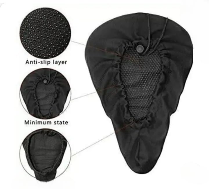 Black Bicycle Seat Cover β Waterproof, Soft & Comfortable Bike Saddle Cushion, Shock-Absorbing, Ergonomic, Universal Fit for Mountain, Road, Commuter & Hybrid Bikes 1
