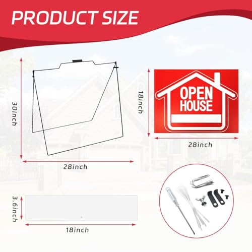 5 Pack Open House Signs for Real Estate - 30"x28" A-Frame Stands With Weatherproof Banner - Realtor Signs