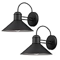 Globe Electric 44165 1-Light Outdoor Wall Sconce, 2-Pack, Weatherproof, Black Finish, Outdoor Lighting Modern, Wall Lighting, Porch Light, Front Porch Décor, Patio Décor, Outdoor, Bulb Not Included