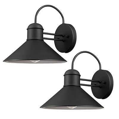 Globe Electric 44165 1-Light Outdoor Wall Sconce, 2-Pack, Weatherproof, Black Finish, Outdoor Lighting Modern, Wall Lighting, Porch Light, Front Porch Décor, Patio Décor, Outdoor, Bulb Not Included