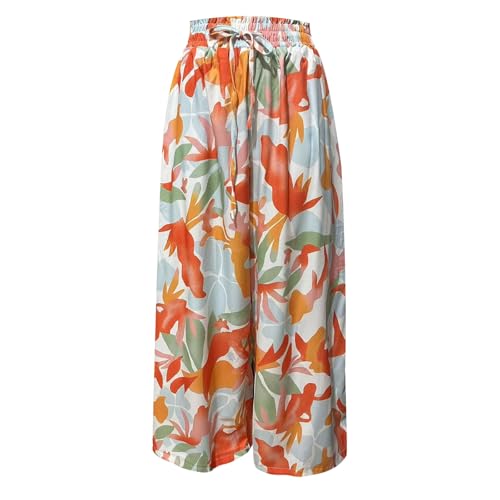 Pantalon multicolore avec poches et taille élastique haute fluide - 5