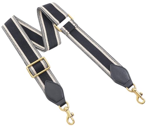 Image of Purse Strap Replacement Crossbody Bags Handbag Wide Canvas Leather Adjustable (Purse Strap-White&Black)