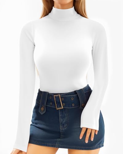 Image of MANGOPOP Women's Scoop Neck Long Sleeve Stretchy Basic Bodysuit Jumpsuits