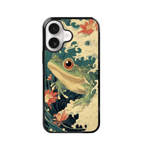Coque antichoc pour iPhone 16 protection renforcée motif vague et grenouille anime