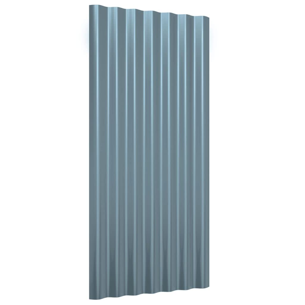 Lot de 36 panneaux de toit en acier galvanisé gris - 80 x 36 cm - Tôle ondulée - Pour abri de jardin, écurie, carport, garage, résistant aux intempéries pour l'extérieur
