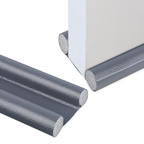37in/96cm Under Door Draught Excluder Double Side Door Draft Stopper Draft Excluder for Doors Adjustable Door Seal Strip Soundproof Draught Excluder for Bottom of Door (Grey)