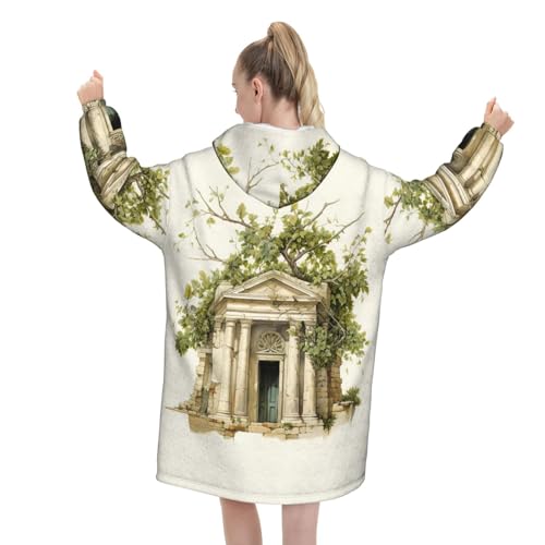 Couverture à capuche surdimensionnée avec motif grec pull plaid