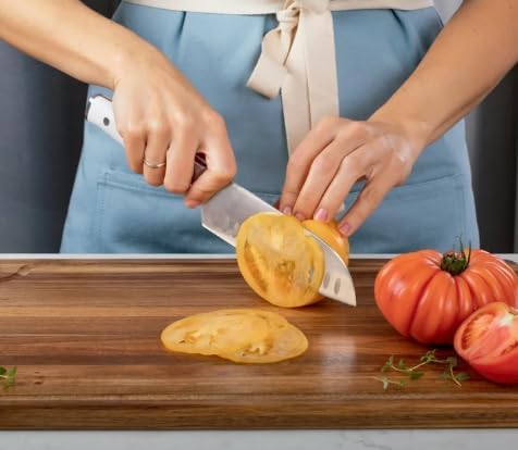 Niinjja Never Dull 10 Piece, Essential Knife System with Built In Sharpener, Sharp Precision, Comfortable Grip, Stainless Steel, Compact, color white (model 12010 WH)
