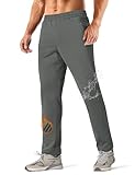 MAGCOMSEN Men's Fleece Lined Sweatpants with Zipper Pockets Winter Warm Waterproof Casual Pants for Cold Weather Dark Grey 36