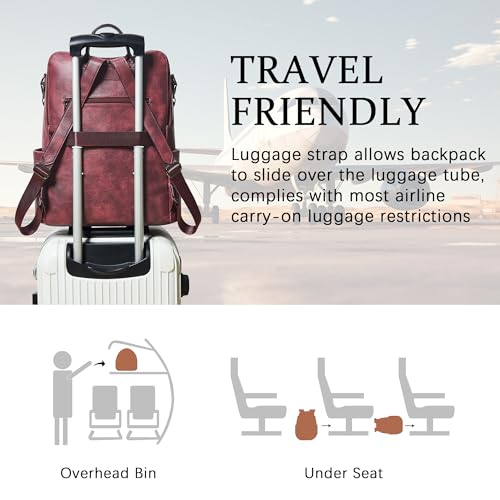 Image of Shrrie Vegan Leather Laptop Backpack for Women 15.6 inch Work Backpack Fashion Travel Backpack Purse for Business College