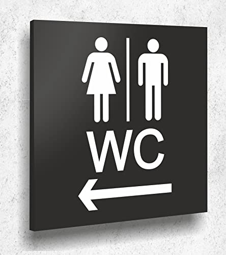 Panneau de porte WC gauche PERSONAL noir mat impression UV 12 x 12 cm – Verre acrylique 3 mm – Fabriqué en Allemagne N° d'article A2101