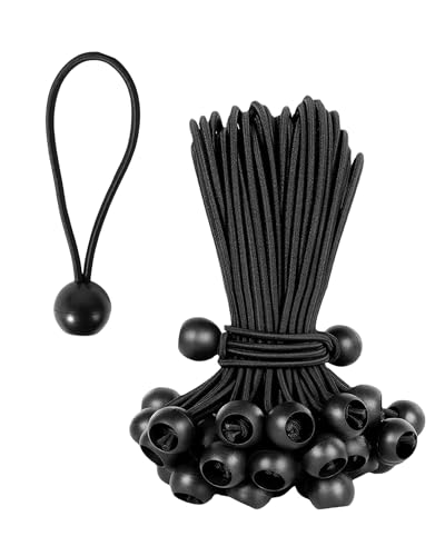 Fokroin Elastic Cord with Ball, Rubber Tensioner, for Garden Curtains, Pavilions, Tents, Banners, Posters