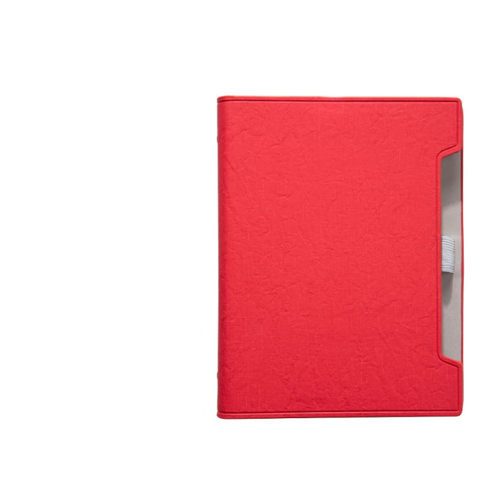 A5 Diario de cuero Cuaderno Planificador Carpeta 6 anillos Papelería de oficina Bloc de notas de negocios Agenda Recarga de libro de notas, rojo, 2 piezas