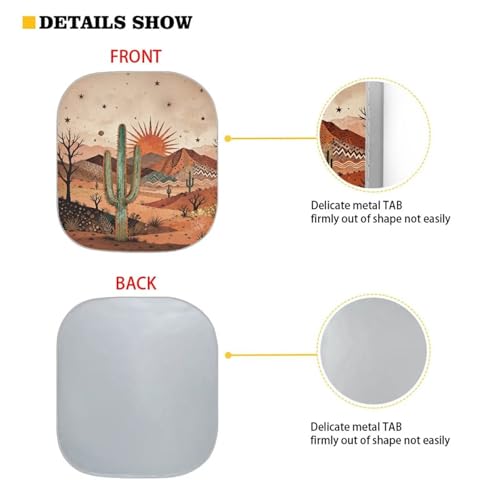 Image of Arizona Cactus Windshield Sun Shade Foldable 2-Piece Car Windshield Sunshades Universal Fit Most Cars Women Men Blocks UV Rays Car Interior Accessories for Sun Heat