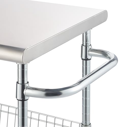 TRINITY-EcoStorage-Rolling-Metal-Wire-Kitchen-Cart-with-Removable-Stainless-Steel-Top-Basket-Shelf-Sidebar-Hooks-for-Storage-and-Food-Prep-NSF-Certified-386-W-x-20-D-x-36-H-Chrome-Finish TRINITY EcoStorage Rolling Metal Wire Kitchen Cart with Removable Stainless Steel Top Basket Shelf Sidebar Hooks for Storage and Food Prep NSF Certified 386 W x 20 D x 36 H Chrome Finish
