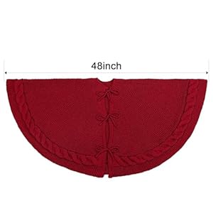 Limbridge knitted christmas tree skirt 48 inches wine red tree skirt chunky cable knit thick rustic christmas tree decorations farmhouse christmas decor xmas holiday home party decorations  urban country home decor