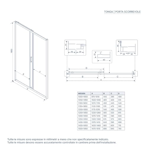 Box Doccia Nicchia 135Cm Apertura Scorrevole Vetro Temperato 6Mm Trasparente Profili Cromati H185Cm Mod. Tonga - 7