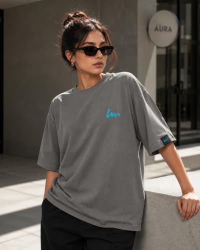 Image of Oversized T-Shirt for Men and Women, Black, White, and Charcoal Grey Colour, Cotton, Drop Shoulder Baggy Fit