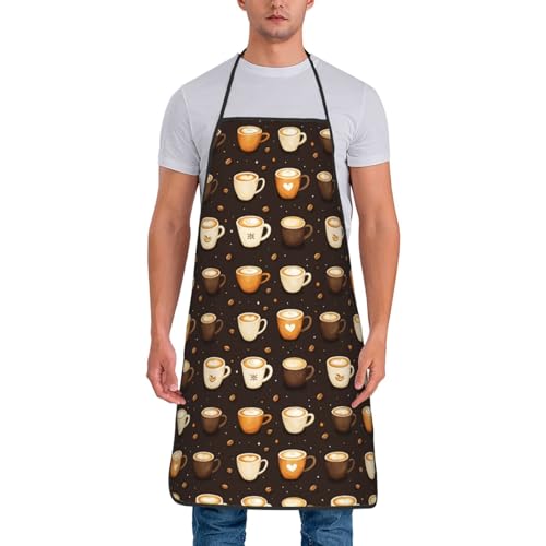 TZTTZT Klassische Schürze mit Cappuccino-Kaffee-Aufdruck für Damen und Herren, Kochschürze für Küche, Kochen, Backen, Grill, Gartenarbeit, Künstler