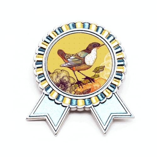 Broche oiseau fleurie en métal taille M idéale sur un blazer