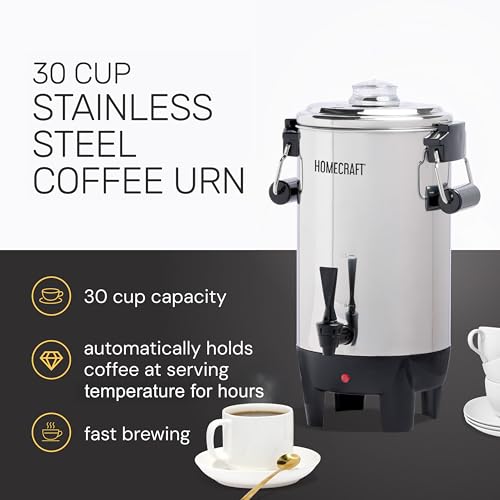 30 Cup Double-Faucet Stainless Steel Coffee Urn