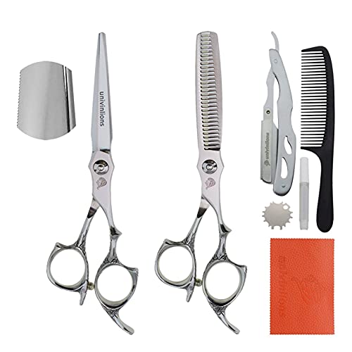 Ciseaux de coiffure de ciseaux de barbier 6 pouces avec rasoir peigne tondeuse coiffeuse