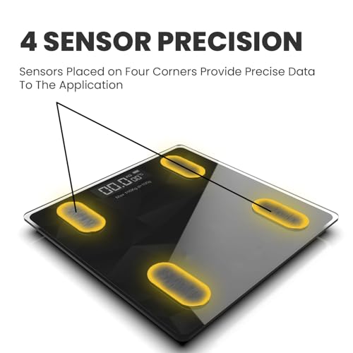 Image of The Cube Club Weight Machine Smart Sync Body Fat Analyzer Multi-User Profiles 12 Health Metrics BMI Weighing Scale with LED & Glass Top (POLYGON, 180kg Max, 2.5 Year Warranty)